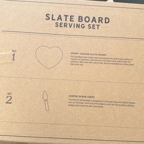 Santa Barbara Design Studio Slate Board Serving Set. Item #F2B40 Heart ShapedNIB - Picture 4 of 7